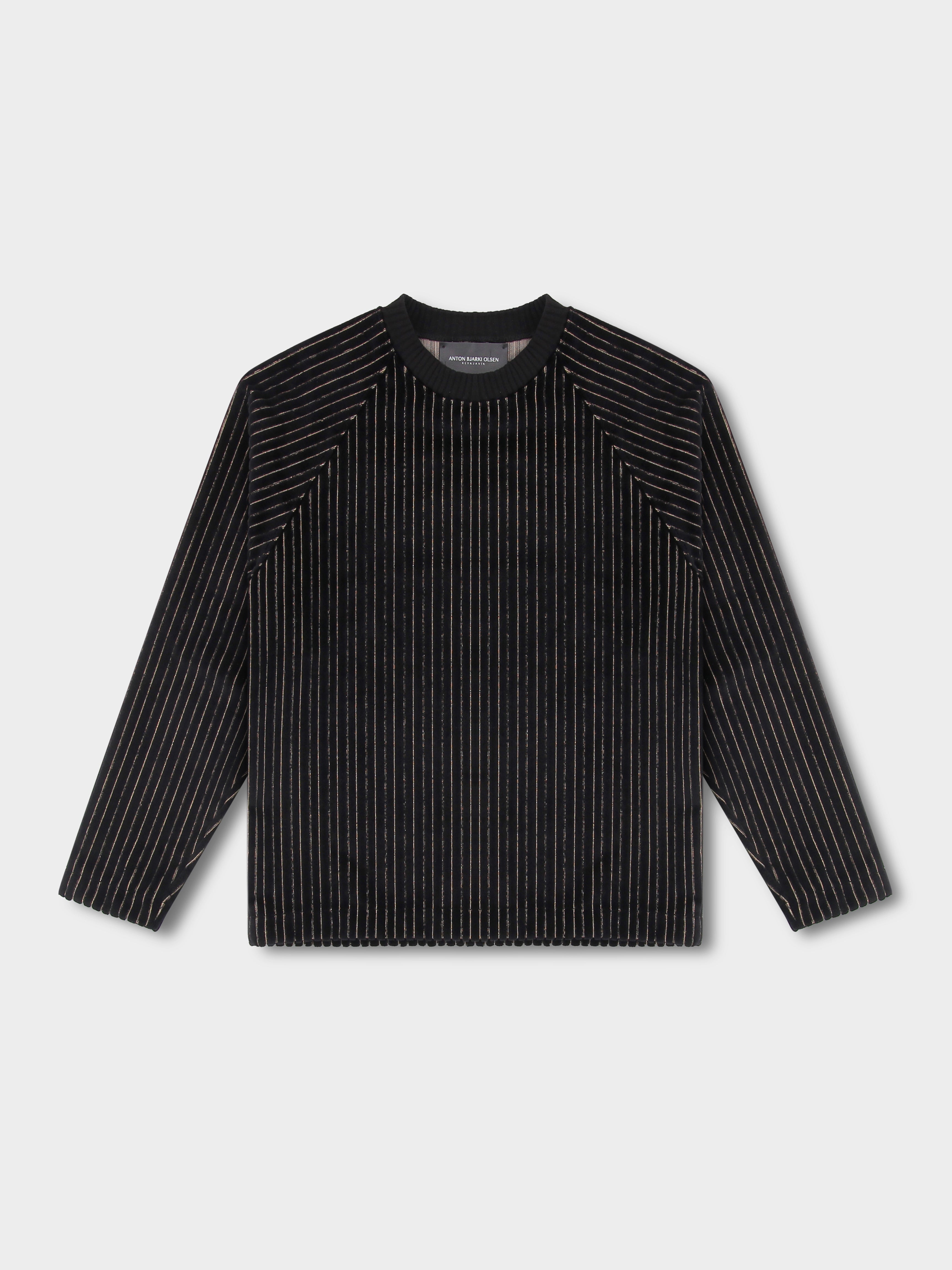Stripe Jacquard Velvet Crewneck