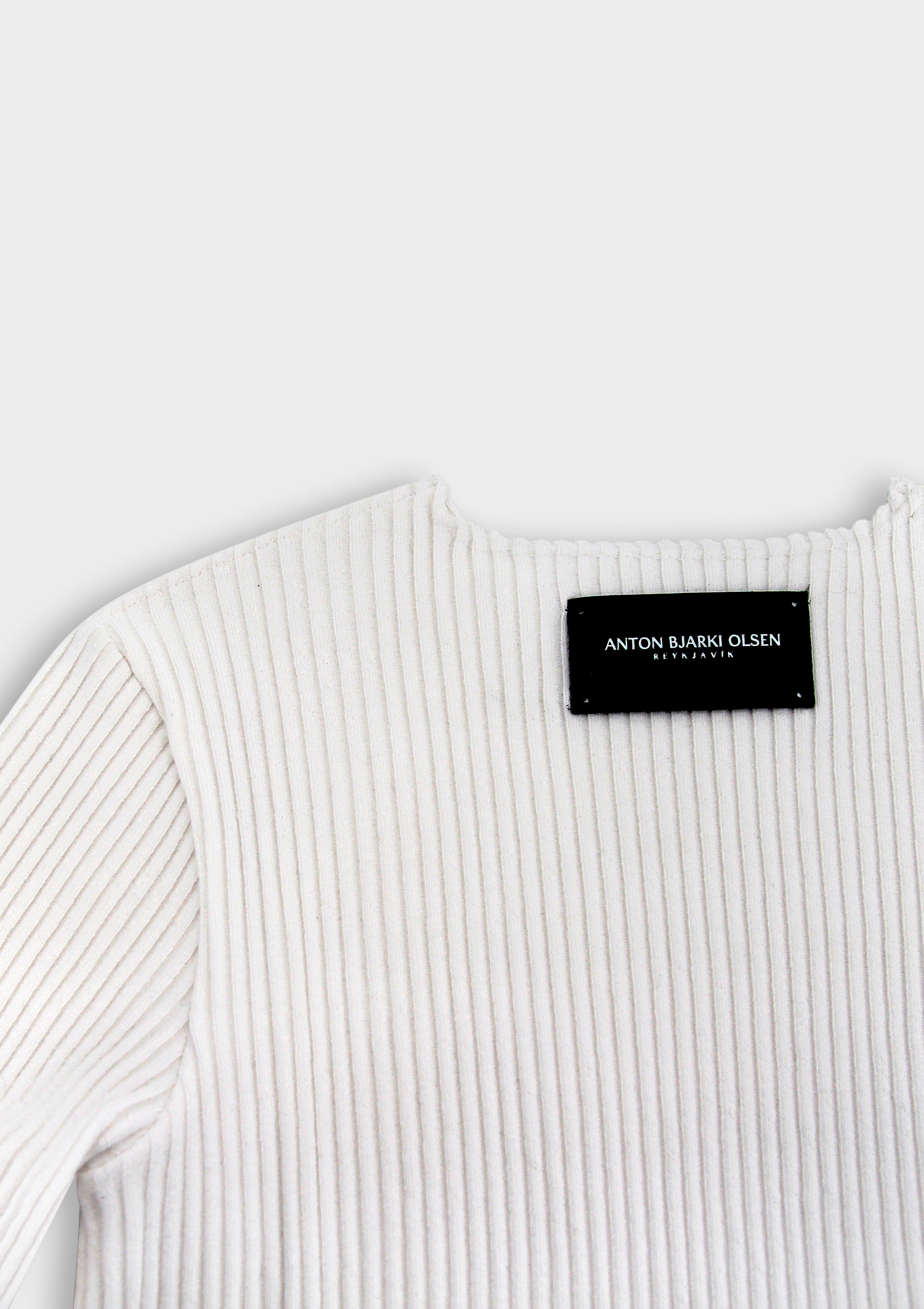 argue＊RANDOM RIB KNIT T-SHIRTS OFF-WHITE Rare Rabbit Men's Reach Off White Cotton Viscose Fabric