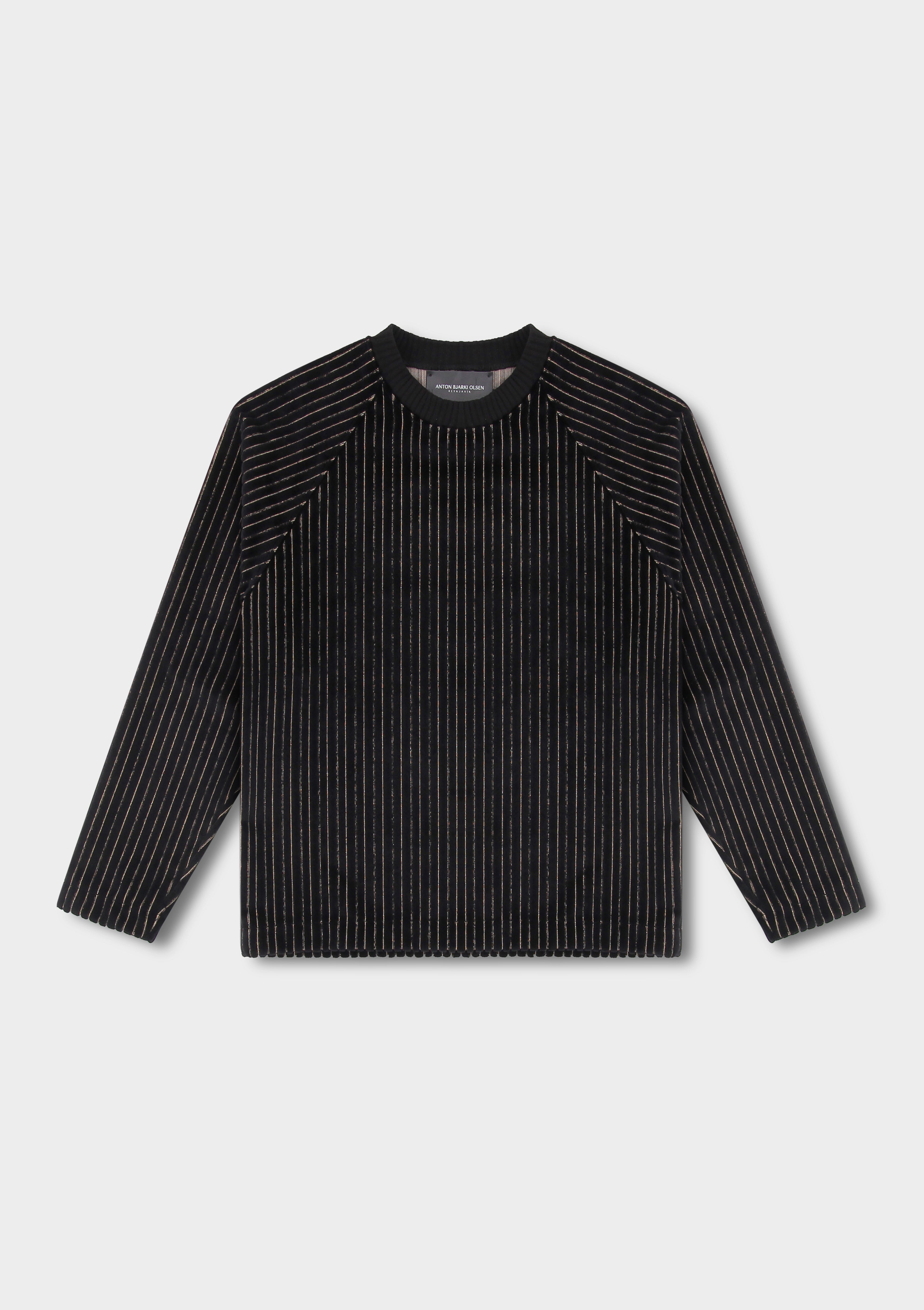 Stripe Jacquard Velvet Crewneck