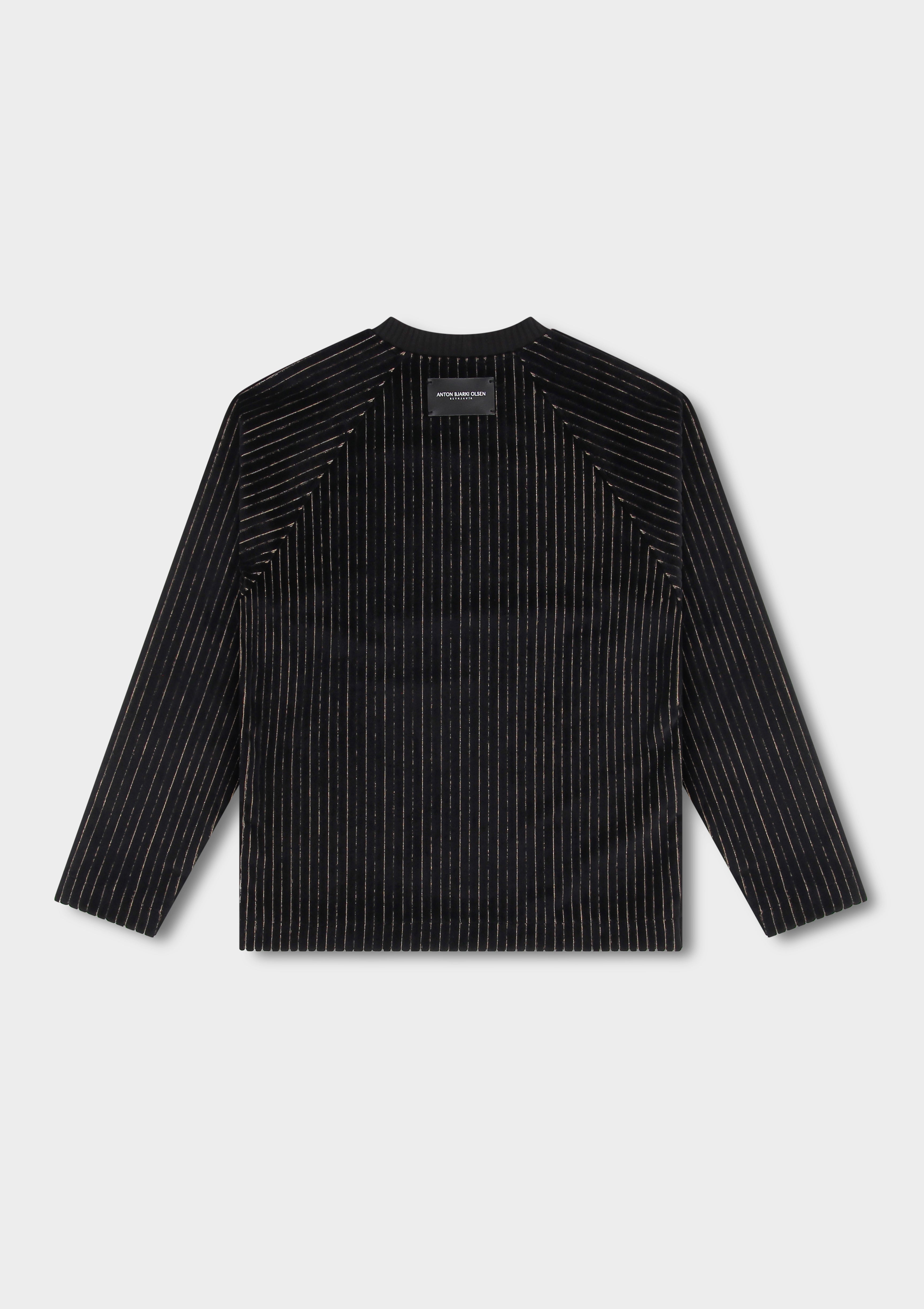 Stripe Jacquard Velvet Crewneck