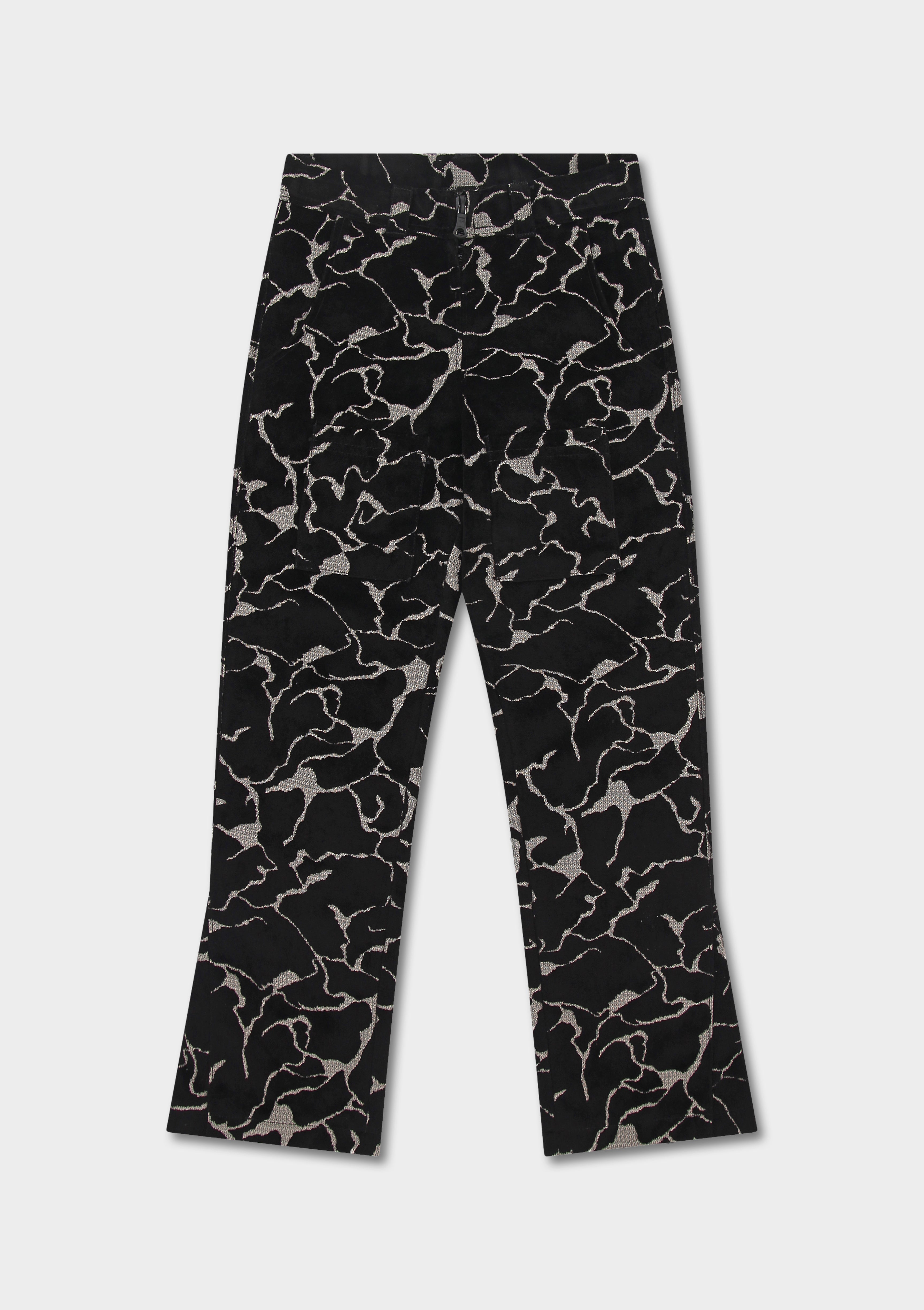 Flared Jacquard Velvet Trousers