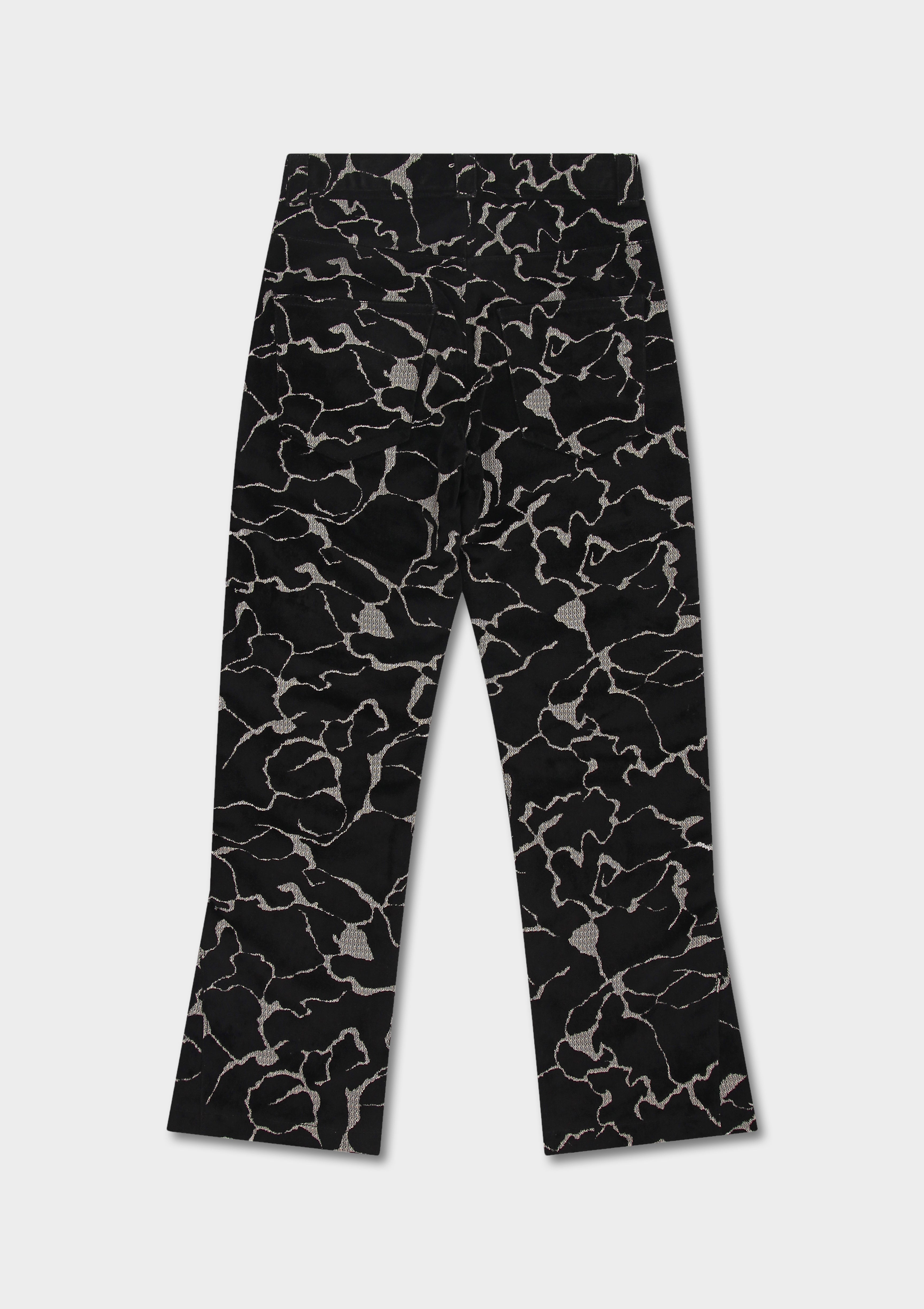 Flared Jacquard Velvet Trousers