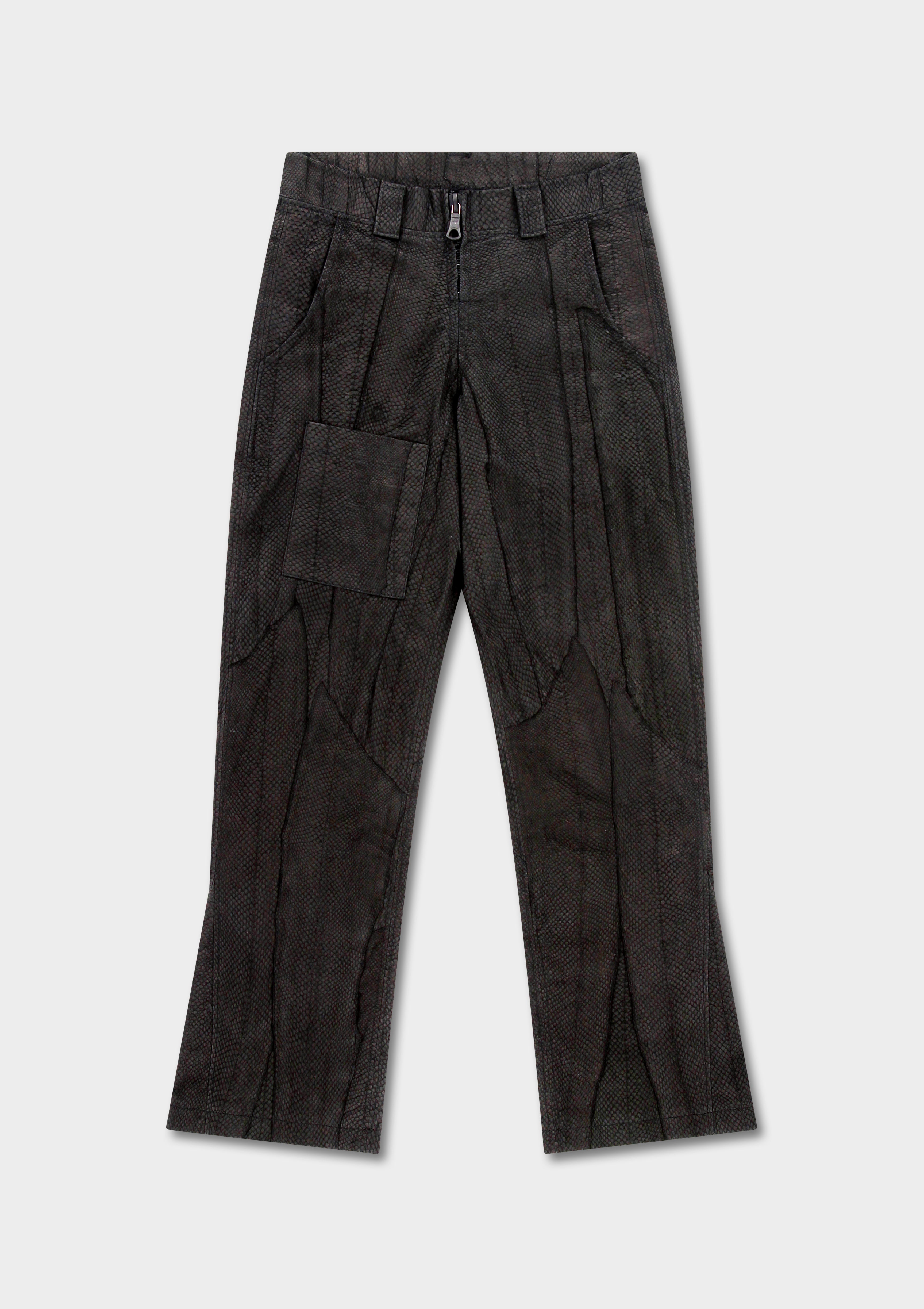 Flared Salmon Leather Trousers