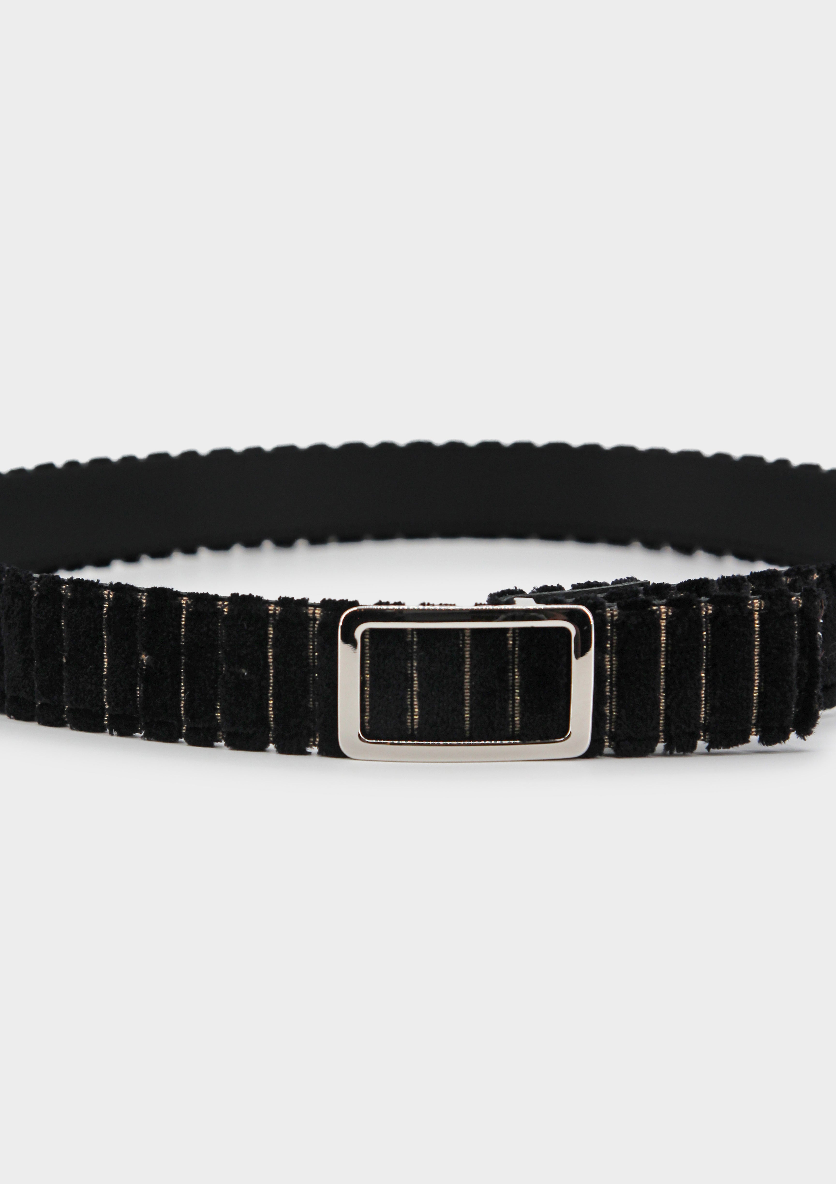 Stripe Jacquard Velvet Belt