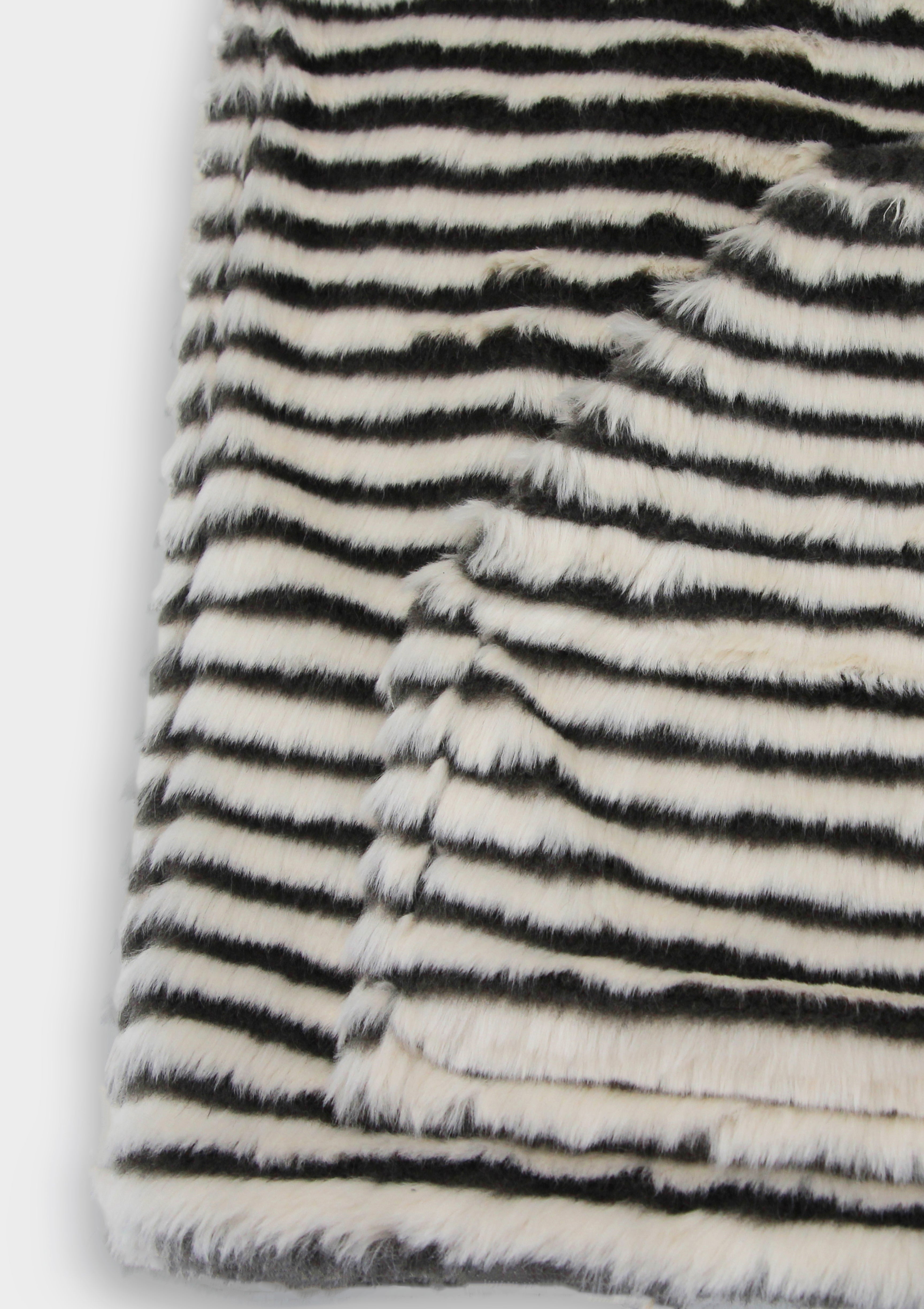 Stripe Knit Fur Zip Hoodie