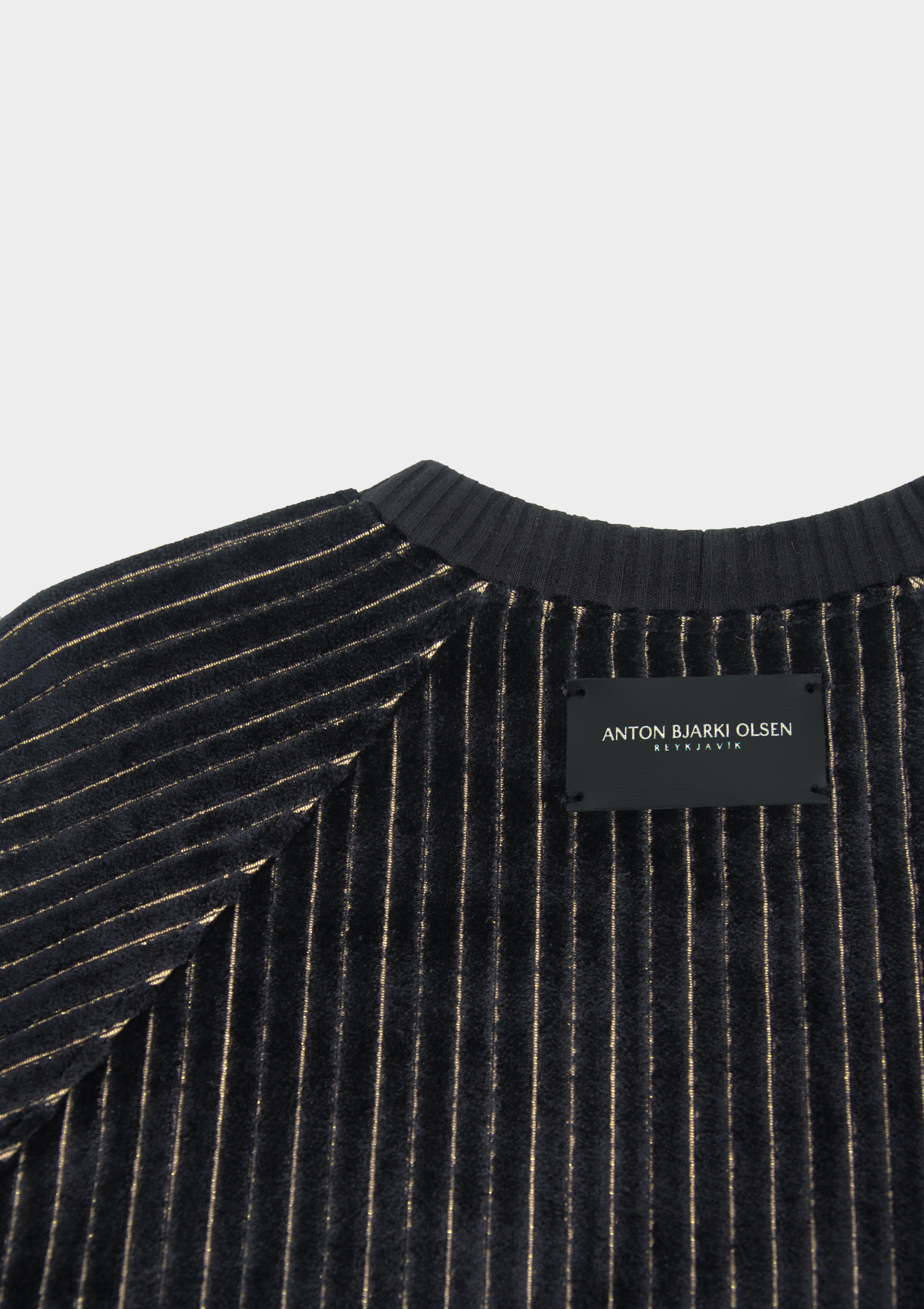 Stripe Jacquard Velvet Crewneck